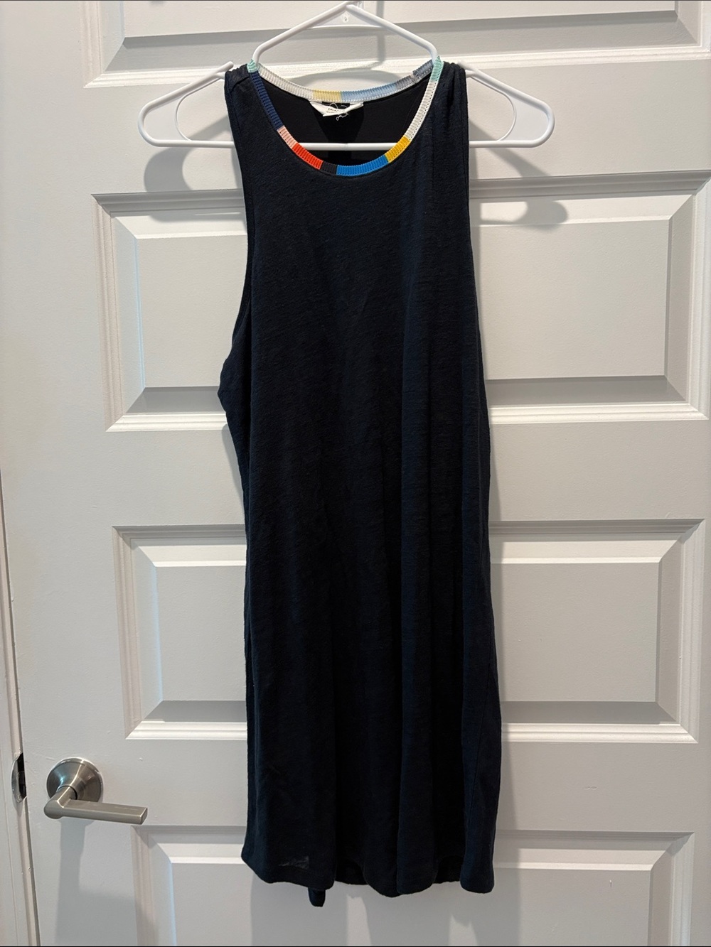 Splendid Black Midi Dress with Rainbow Trim